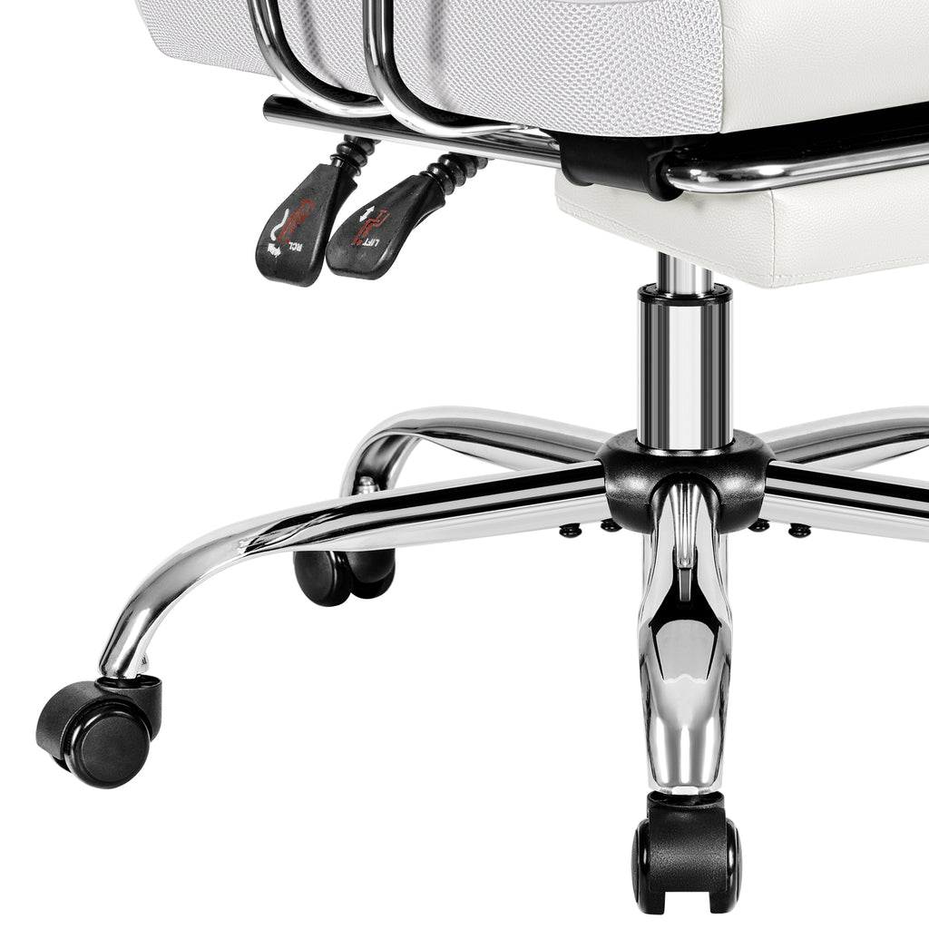 COOLHUT Big and Tall Office Chair 500LBS Wide Seat Ergonomic Computer Desk Chair, PU Leather Executive Office Chair with Footrest, Adjustable Task Chair Lumbar Back Support 8 Hour, Black