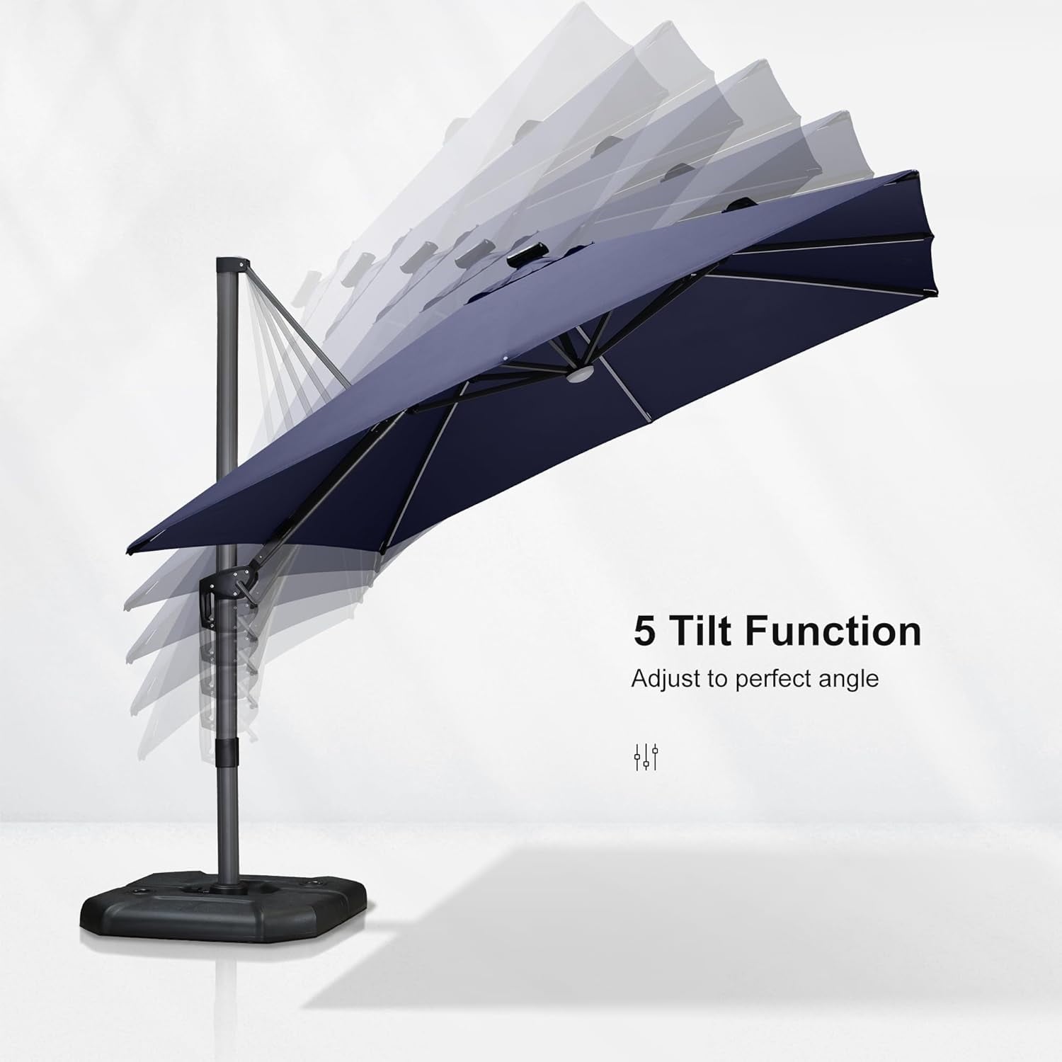 PURPLE LEAF 9x11.5 Ft Cantilever Umbrella Rectangle Outdoor Patio Umbrella Large Offset Hanging Umbrella Aluminum Umbrella with 360°Rotation Adjustable Garden Pool Umbrella,Turquoise Blue