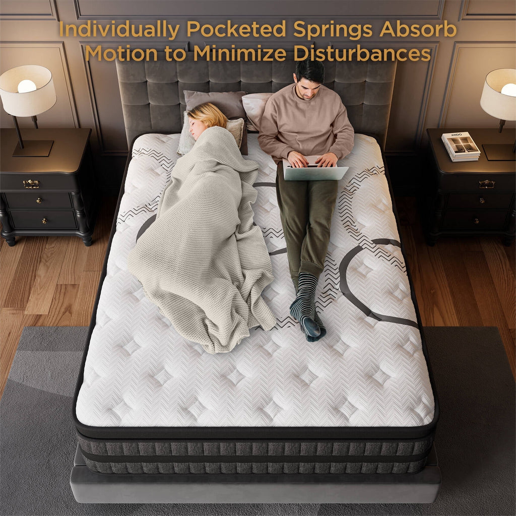 GREOO Queen Size Mattress 14 Hybrid Mattress in a Box Gel Memory Foam and Pocket Springs with Motion Isolation, Medium Firm, Pressure Relief, CertiPUR-US® & OEKO-TEX® STANDARD 100 Certified
