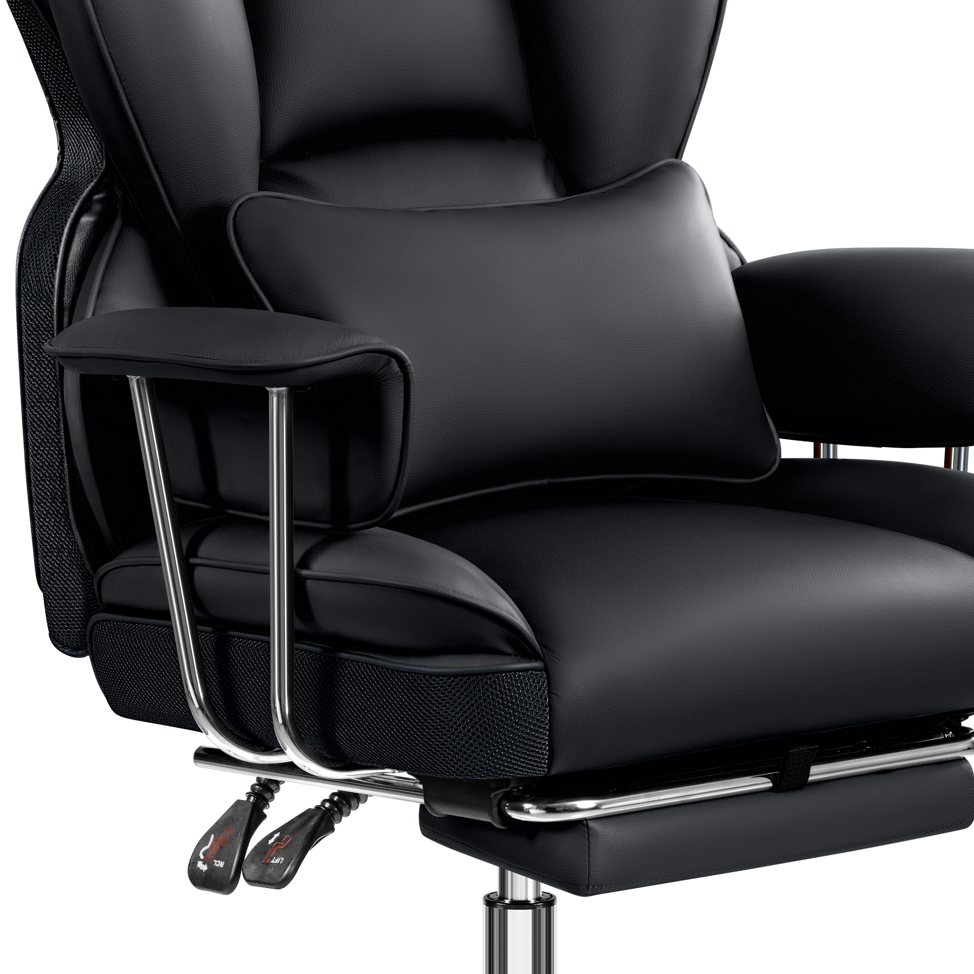 COOLHUT Big and Tall Office Chair 500LBS Wide Seat Ergonomic Computer Desk Chair, PU Leather Executive Office Chair with Footrest, Adjustable Task Chair Lumbar Back Support 8 Hour, Black