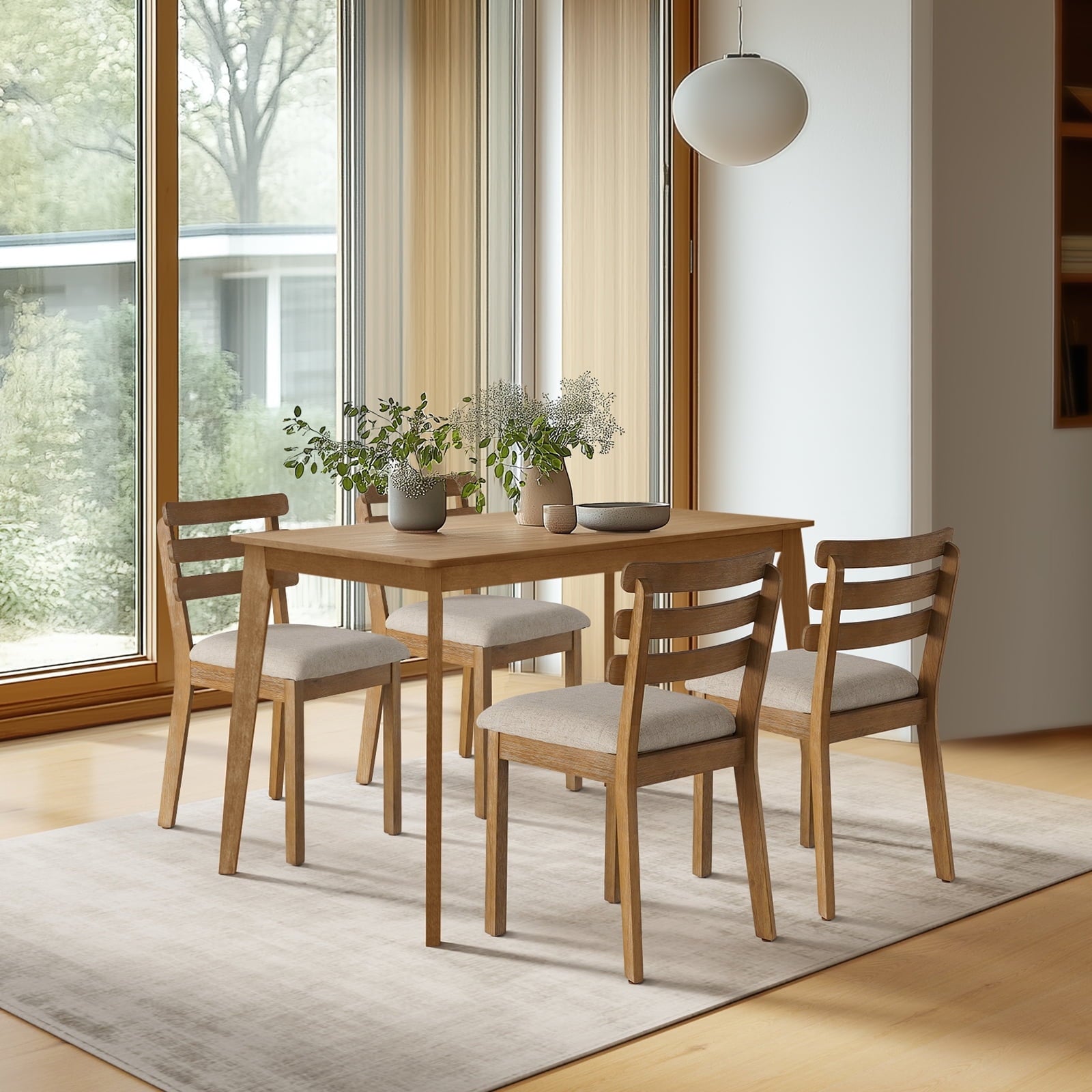 Kithkasa 47 Dining Table for 6 People,Wooden Farmhouse Kitchen Table for Kitchen, Living Room,Dining Room,Natural